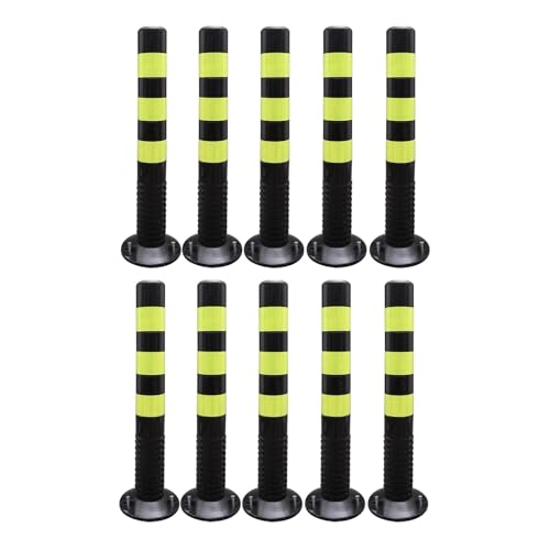 SGKOMN Reflective Flexible Traffic Safety Bollard - Commercial Driveway Barrier Post, Caution Cones Set, Black+yellow-10 Pcs