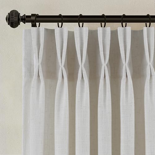 COMON HOME Pinch Pleated Thick Linen Curtains 90 Inch Length
