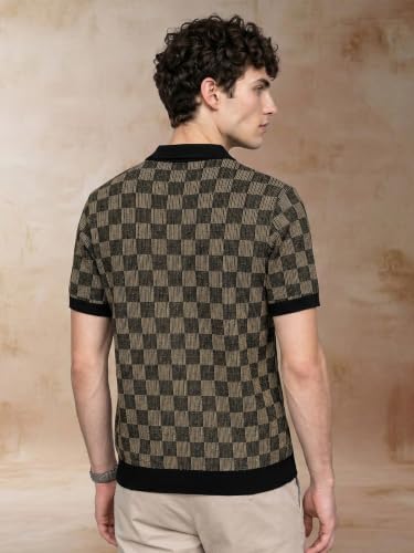 Image of Veirdo Men's Flatknit Printed Half Sleeve Polo T-Shirt with Collared Neck, Regular Fit, Casual Style for Office, Travel, (Sizes S to 2XL)