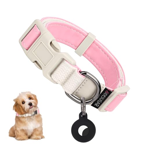 SIDESUGAR PU ���U�[ �h�b�O�J���[ Airtag �z���_�[�t�� �A�N�Z�T���[ ���߉\ �\�t�g�h�b�O ��� ���^���p �y�� �ʋC�� �q���̎�� �N�C�b�N�����[�X�o�b�N�� �y�b�g�J���[ �s���N S