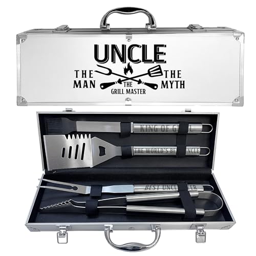 Uncle Gifts, Uncle Gifts from Niece/Nephew Heavy Duty Grilling Accessories Kit for Backyard BBQ, Thick Stainless Steel Grill Utensils with Non-Slip Handle Tool for Man on Birthday Fathers Day