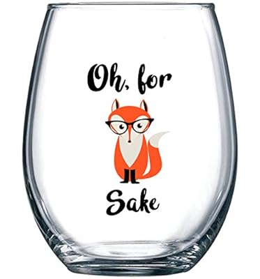 Oh, For Fox Sake 15 oz Stemless Funny Glass - Unique Themed Birthday Gifts For Men, Women, Him or Her - Perfect Idea For Office Coworker and Best Friend