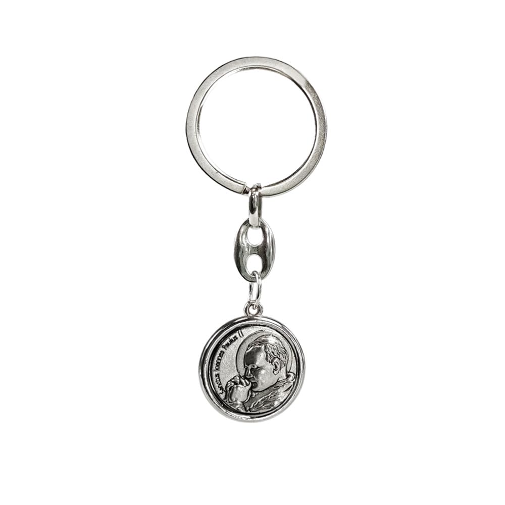 Avisa Stainless steel key chain - 'St.Christopher' & 'John Paul II' (silver)