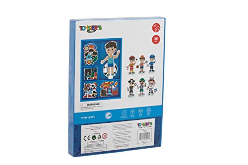 Toysters Magnetic Wooden Dress-Up Boy Doll Toy | Pretend Play Set Includes: 1 Wood Doll with 30 Assorted Costume Dress Ideas | Not Your Average Paper Doll | Great Gift Idea for Little Boys 3+ (PZ650)
