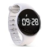 Kids Led Pedometer Watch, Digital Steps Tracker, Non-Bluetooth, Vibrating Alarm Clock, Stopwatch, Great Gift for Children Teens Girls Boys (Sky Blue) (White)