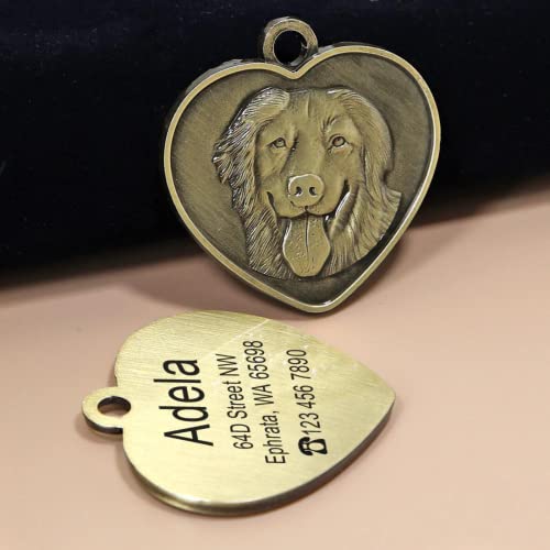 Vintage Retro Heart Shape Customizable Engraved Pets Id Tag For Dog Cat Bronze Nameplate Tags Personalized Anti-Lost Address Number Dogs Collar Id Pendant (French Bulldog) #TOP3