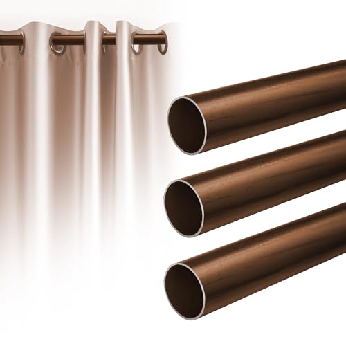 Image of FAPBADRI Curtain Rod /Pipe Heavy Quality Mild Steel for Home /office door, window, shower, 1 inch diameter (25mm), Color - Wooden, Length - 36 inches (3 feet), 3 Pipes
