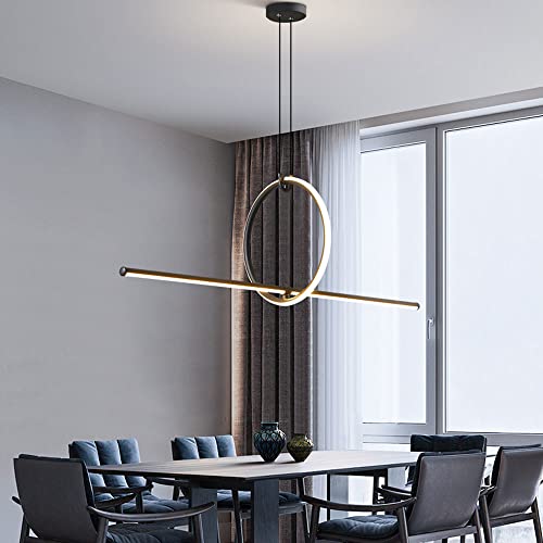Suspension à Ondes LED 80W Variable avec Hauteur Réglable pour Luminaire de Salon Moderne