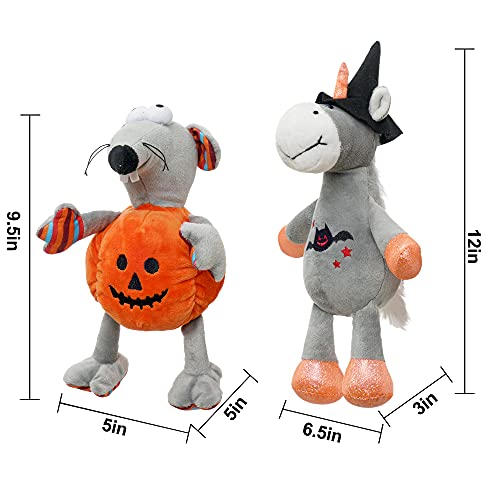 Nleio Pack Of 3 Halloween Squishy Bunny Plush, Cuddly Rat Plush, Bear Stuffed Animals, 9.5” Cute Plush Toys, Plushies Gift For Halloween, Soft Stuff Animals, Kid Halloween Toy, Halloween Collection #TOP5