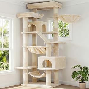 Heybly Kratzbaum, 180cm Katzenturm für Wohnungskatzen Beige HCT034M