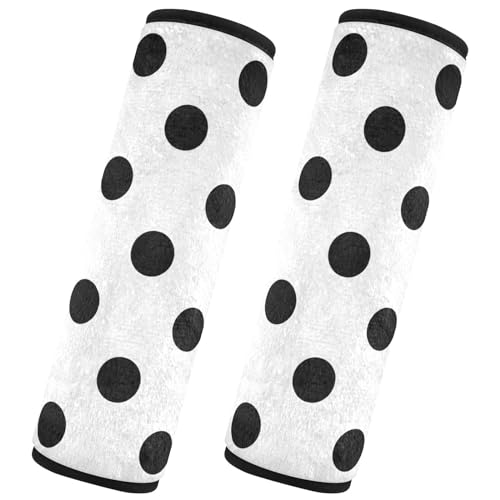 Image of Seat Belt Cover Pad 2 Pcs Soft Seat Strap Cover Cute Protector Support Head Neck Shoulder for Car Seats High Chair Backpack (6.5x6.5in) Polka Dots