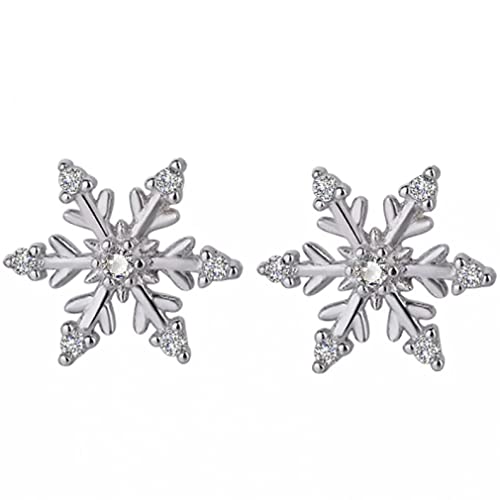 Boucles d'oreilles flocon en argent sterling pour femme et zircon éclatant