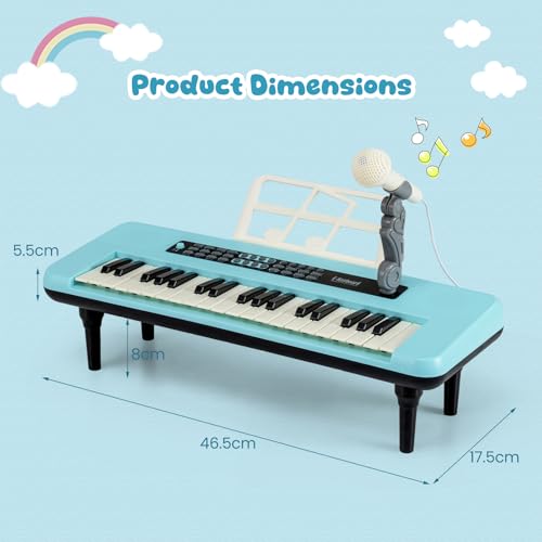 Teclado infantil azul FANTASK para jugar a cantar y tocar música en casa 5