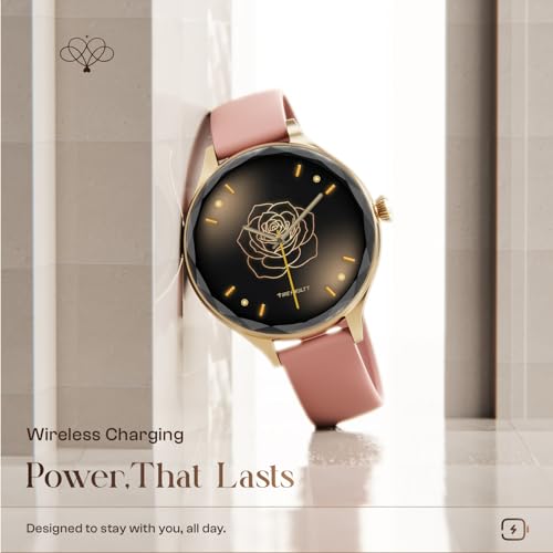 Image of Fire-Boltt Phoenix Aura Women Smart Watch with 1.26 inch Diamond-Cut HD Display, Rotating Crown, Wireless Charging, Bluetooth Calling, Voice Assistant, 120+ Sports Modes - Rose Quartz