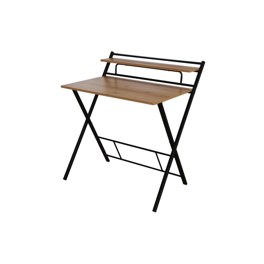 Danube Home Lupe Foldable Study Table | Strong And Sturdy Rectangular Study Desk | Folding Table| Modern Design Desk Furniture For Home L 84 X W 50 X H 93 Cm - Oak/Black