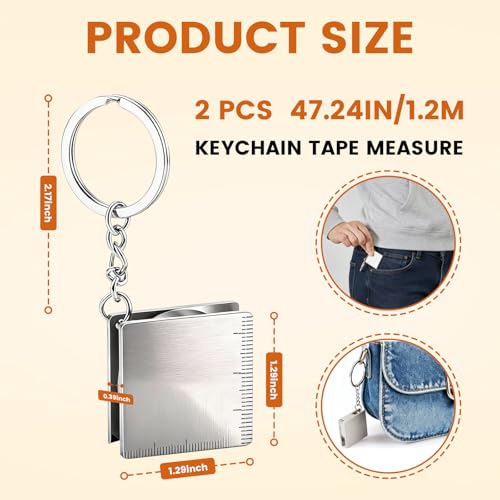 2 Mini Cintas Métricas Retráctiles 1.2m Keychain miniatura 2