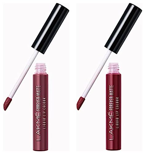 Image of LAKME Forever Matte Liquid Lip Colour, Mauve Party, 5.6ml & Lakme Forever Matte Liquid Lip Colour, Red Sangria, 5.6 ml