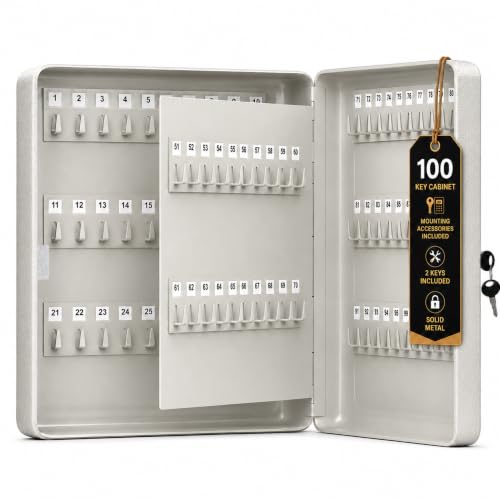 LDS (100 clés) - Armoire à clés murale - Boîte à clés comprenant 100 numéros d'indexation et matériel de montage - Armoire à clés idéale pour la maison, le bureau, le garage et l'entrepôt