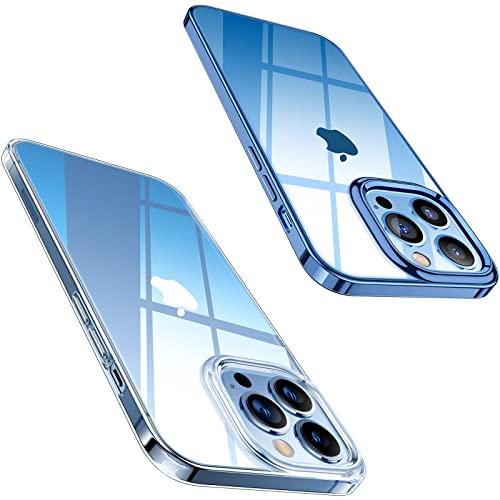 TORRAS Crystal Clear iPhone 13 Pro Case, Crystal Clear & Sierra Blue