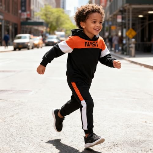 Image of 2-6T Toddler Baby Boy Clothes Long Sleeve Hooded Pullover Colorblock Sweatshirt + Pants 2pcs Fall Winter Outfit Set