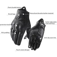 Harssidanzar Herren Motorradhandschuhe Leder Touchscreen Schwarz M – Ansicht 2