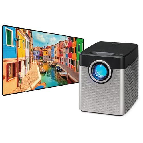 GPX 720p Projector with Bluetooth Transmitter & Projection Screen by GPX - Used condition - US$94.99