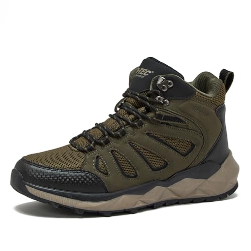 HI-TEC Valley Geo Mid Waterproof Hiking Boots for Men, Lightweight
