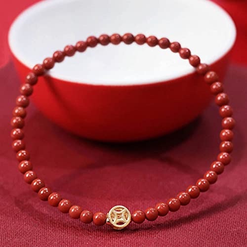 ESBANT Roter Achat Kristall Feng Shui Armband for Frauen Kleines Chakra Stein Perlenarmband Rotes Glücksarmband Amulett Reichtum Glück Reiki Kristall Quarz Armband Meditationsschmuck