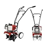52cc Tillers And Cultivators, Petrol Garden Tiller Cultivator, Petrol Rotavators For Allotment Soil Tillage, 30cm Working Width, 3-12cm Depth