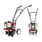 52cc Tillers And Cultivators, Petrol Garden Tiller Cultivator, Petrol Rotavators For Allotment Soil Tillage, 30cm Working Width, 3-12cm Depth