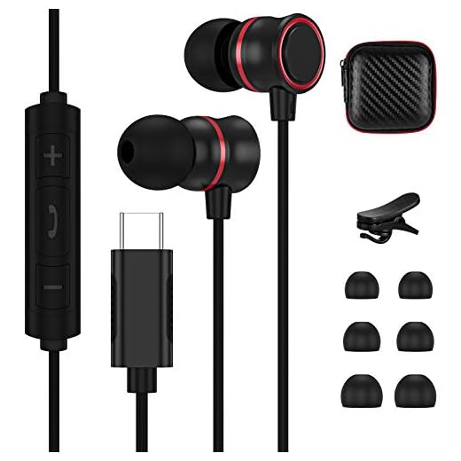 USB C-hörlurar, iMangoo In-Ear HiFi Stereo hörlurar med mikrofon och volymkontroll brusreducerande hörlurar halkfria trådlösa hörlurar för Samsung Galaxy S21 Ultra/S20 FE OnePlus 8T 8Pro Pixel 5