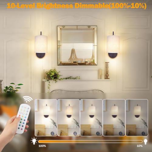 Image of MATAMEYE Battery Operated Wall Sconce Set of 2, Dark Chocolate Wall Light