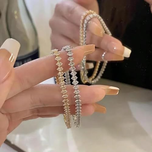 Chaîne de main cristaux colorés géométrique bracelet bague ajustable strass - 5
