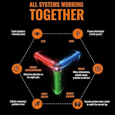 HECOstix Hand-Eye Coordination Trainer (Red/Green/Blue) Reaction Time & Reflex Tool with Removable Legs | Improves Agility, Focus, Multisensory Skills | Sports, Fitness, Fun | All Ages