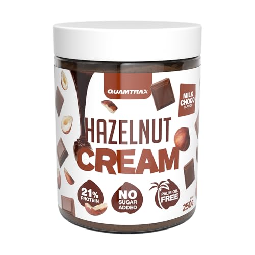 Quamtrax Nutrition - Hazelnut Cream (Crema de Avellanas Proteica) - 250 g - Alto contenido proteico, fuente de energía y textura cremosa (Chocolate)