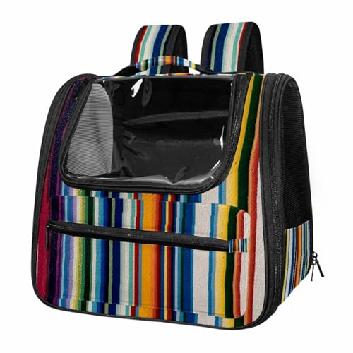 otnrnondcl Rainbow Stripe (3) Cat Backpack Carrier, Pet Backpack for Dog Cat Puppy Kitty, Travel Carrier for Hiking Walking Outdoor Use