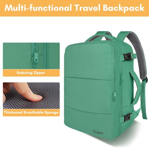 Image of Taygeer Travel Backpack for Women, TSA Friendly Bag for Business Hiking | 40L Airline Approved Carry On Bag with 17.3 inch Laptop Compartment, Backpack Carry On Luggage for friend Gym Sport, Green