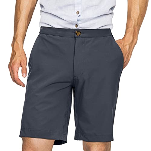 33,000Ft Mens Classic-Fit 9" Shorts Quick Dry Golf Shorts Elastic Waist Drawstring Casual Daily Shorts For Hiking, Camping, Fishing Gray #TOP7
