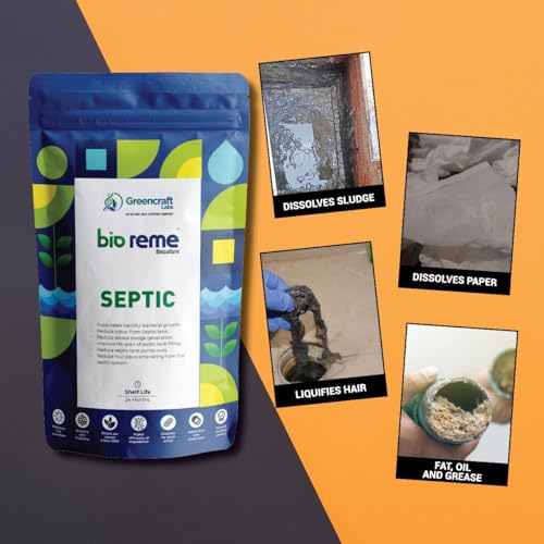 Bio Reme Septic Tank Cleaner Bacteria - Odor Control, Backup Prevention & Sludge Dissolver Available in Pack of 1 (1 Kg)