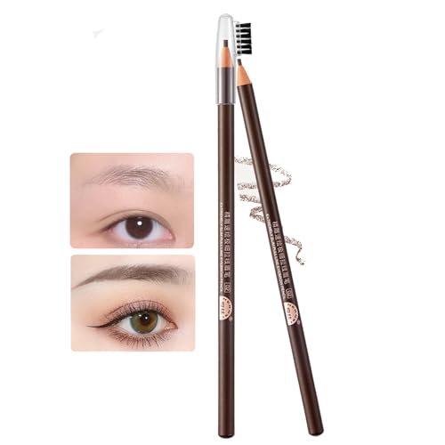 Gevlonecirly アイブロウ 超細芯 眉墨 アイブロー アイブローペンシル ペンシル ブラシ 6色 落ちにくい 自然に見える眉メイク 水・汗・皮脂に強い 一体型アイブロウブラシ保護カバー付き (02薄茶色)