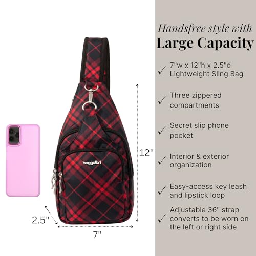 Image of Baggallini Women's Central Park Sling 12 inchx7 inch Crossbody Bag W /Convertible Adjustable Shoulder Strap