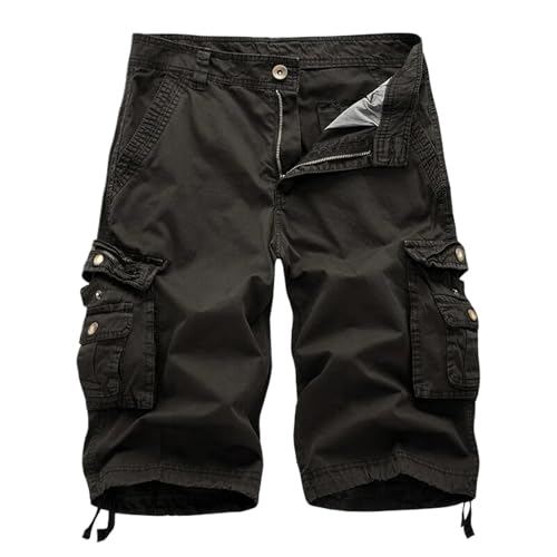 Short cargo d'été pour homme en coton solide à multi-poches
