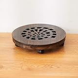 SINOBEST Wood Plant Caddy, Heavy Duty Rolling Planter Dolly with Rotating Casters, Movable Flower Po