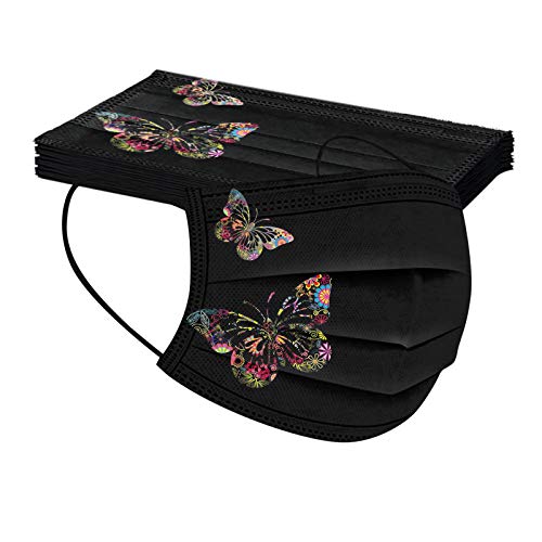 MBBYLIVES 10 pièces Non-tissé 3 Plis Antipoussière Imprimé papillon Pour Adulte Homme et Femme Noir (A) Cover