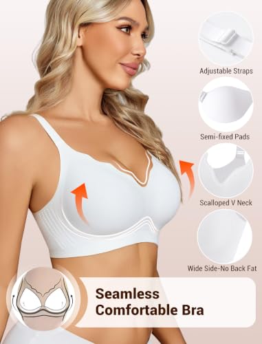 Image of Avidlove Jelly Bras for Women No Underwire Seamless Bralettes Wireless Push Up Scalloped Full Coverage Sports Everyday Bra