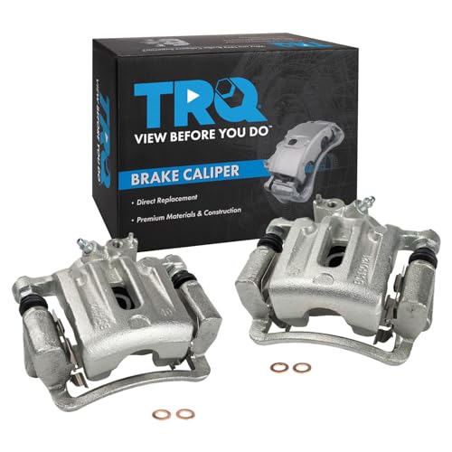 Image of TRQ Rear Driver and Passenger Side Brake Caliper Set Caliper Brackets Hardware Compatible with 12-15 Chevrolet Captiva Sport 07-17 Equinox 10-17 GMC Terrain 07-09 Pontiac Torrent 08-10 Saturn Vue