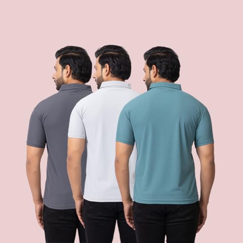 Image of HANABY Summer Wear Casual Wear Solid Polycotton Polo T-Shirt | Collar T-Shirt | Half Sleeves for Men (Pack of 3) (H-1336-Pack of 3)