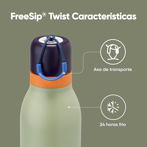 Image of Owala FreeSip Twist Insulated Stainless Steel Water Bottle with Straw for Sports and Travel, BPA-Free, 24-oz, Blue /Green (Camo Cool)
