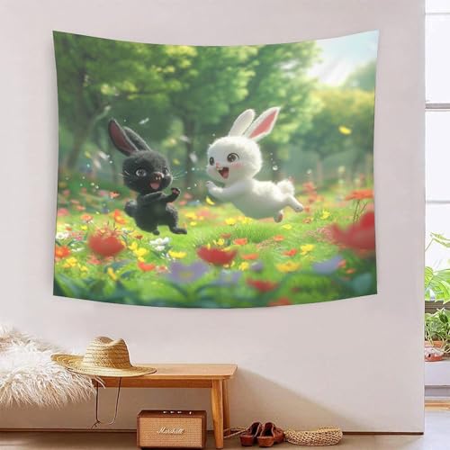 Tapisserie lapin 3D 180x230cm pour transformer votre salon ou dortoir