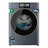Cecotec Lavadora Secadora 10-6Kg Carga Frontal Bolero Wash&Dry 106950 Autodose Inverter 3D Titanium A, 1400 rpm, 13 programas, Motor Inverter Plus, Core Matrix Screen 9,2', Smooth Wash, puerta XXL